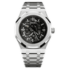 Montre Seiko Mod Royal Oak Squelette Noir 41mm avec boîtier octogonal, mouvement automatique NH70A et verre saphir